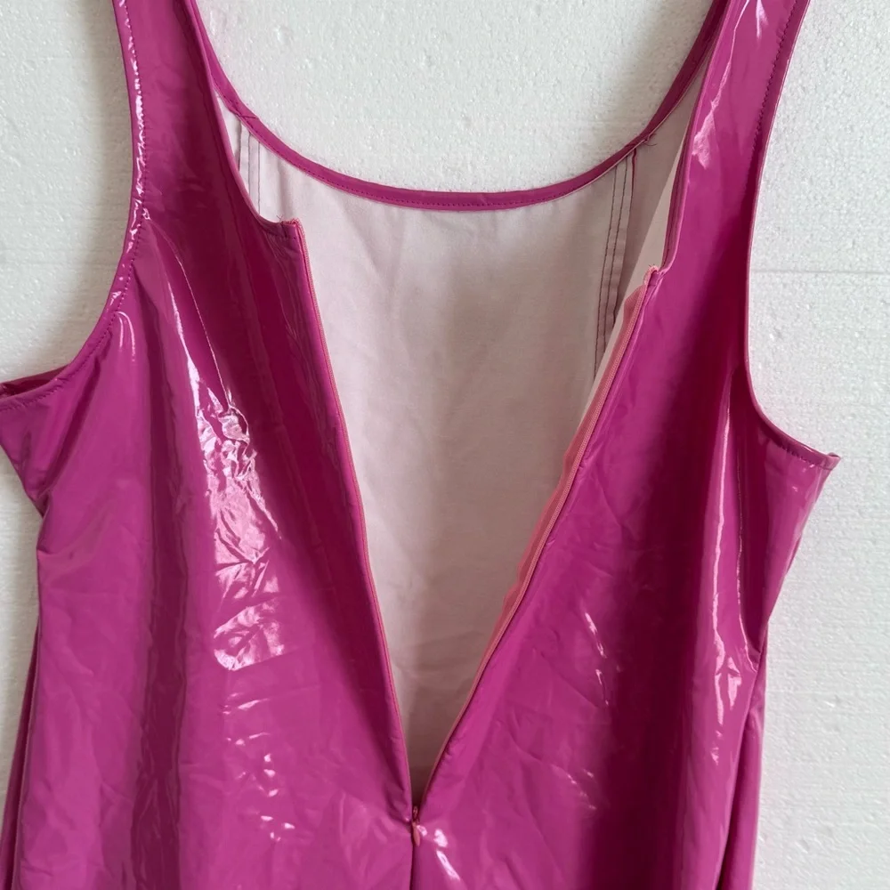 Barbie Pink Vinyl Scoop Neck Mini Dress NWOT - Picture 5 of 9